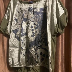 Olive green cheetah graphic shirt
